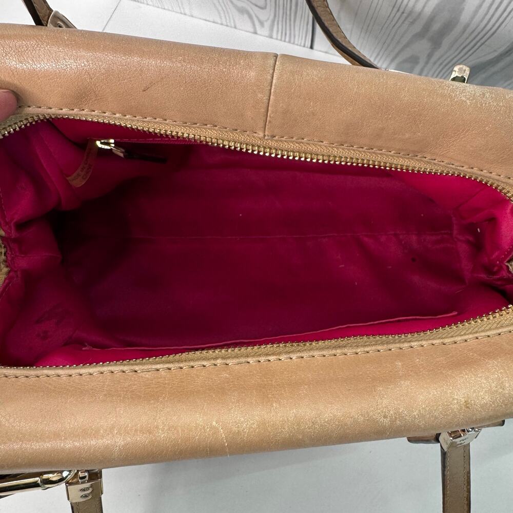 Coach Madison 25169 East West Front Flap Turnlock Satchel Camel & Pink (READ) - Picture 5 of 16